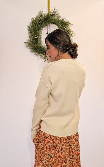 Demi Seam Detail Sweater in Cream