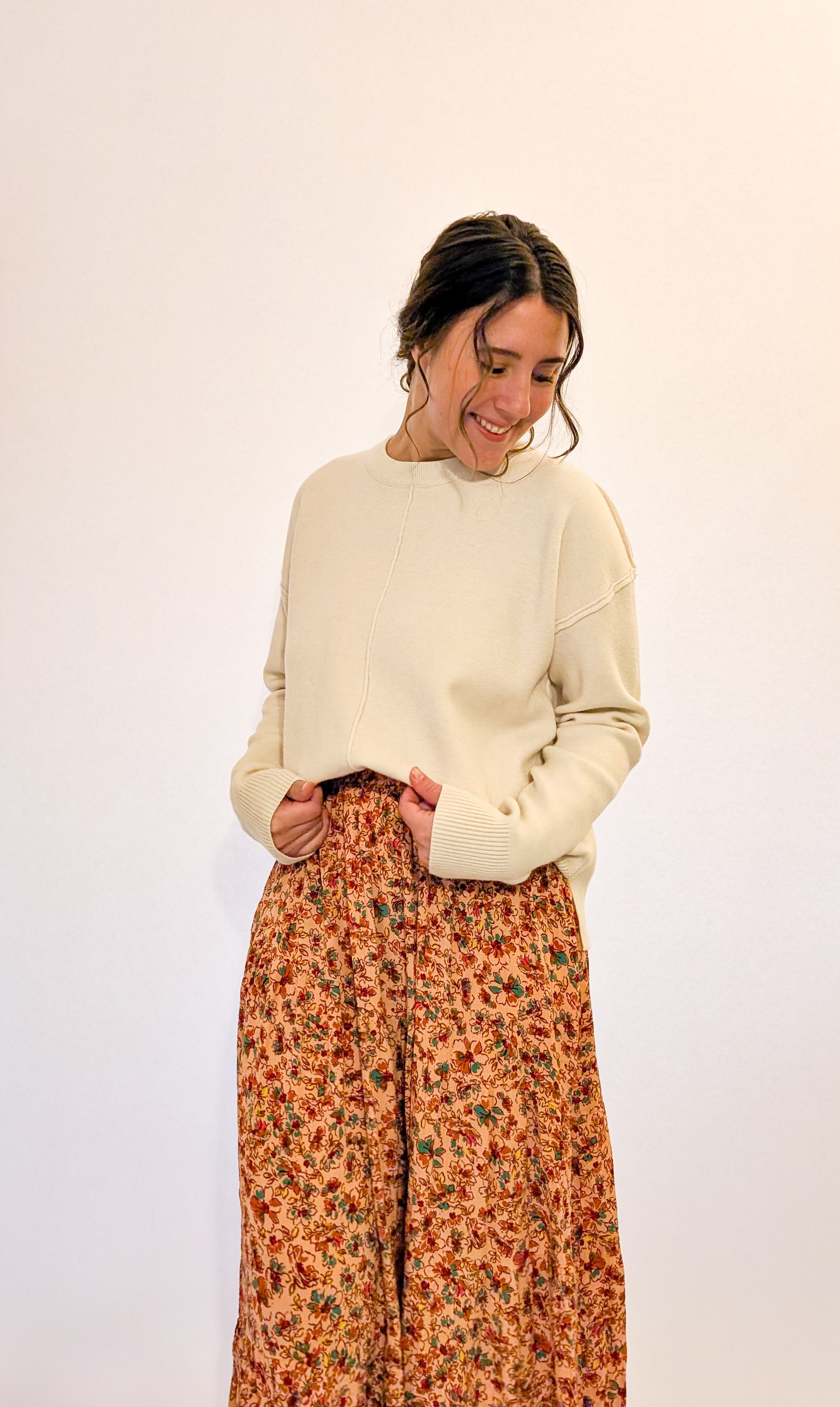 'Demi' Knit Sweater in Cream FINAL SALE