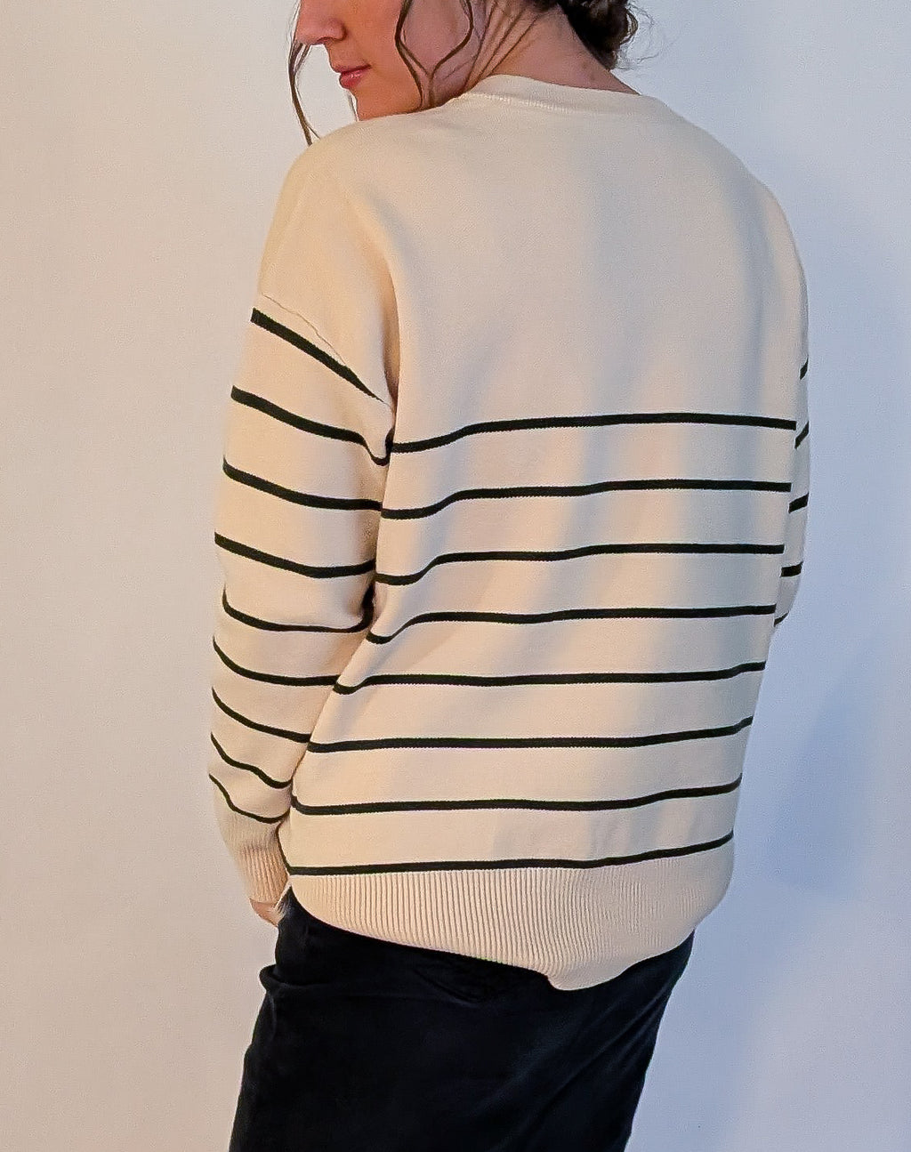 'Emmett' Stripe Sweater Top in Cream