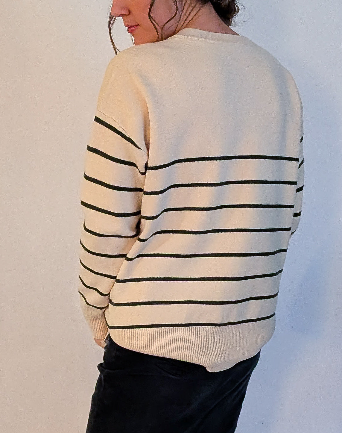 'Emmett' Stripe Sweater Top in Cream