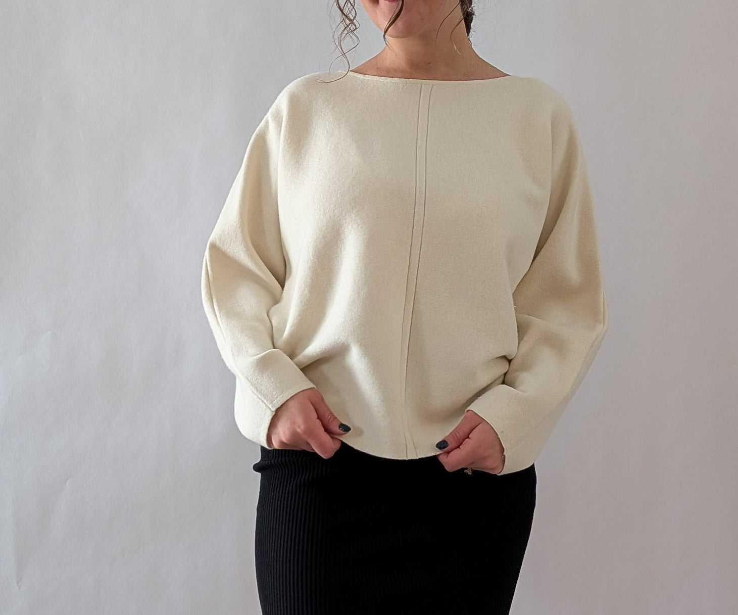 'Avey' Dolman Shoulder Sweater in Ivory