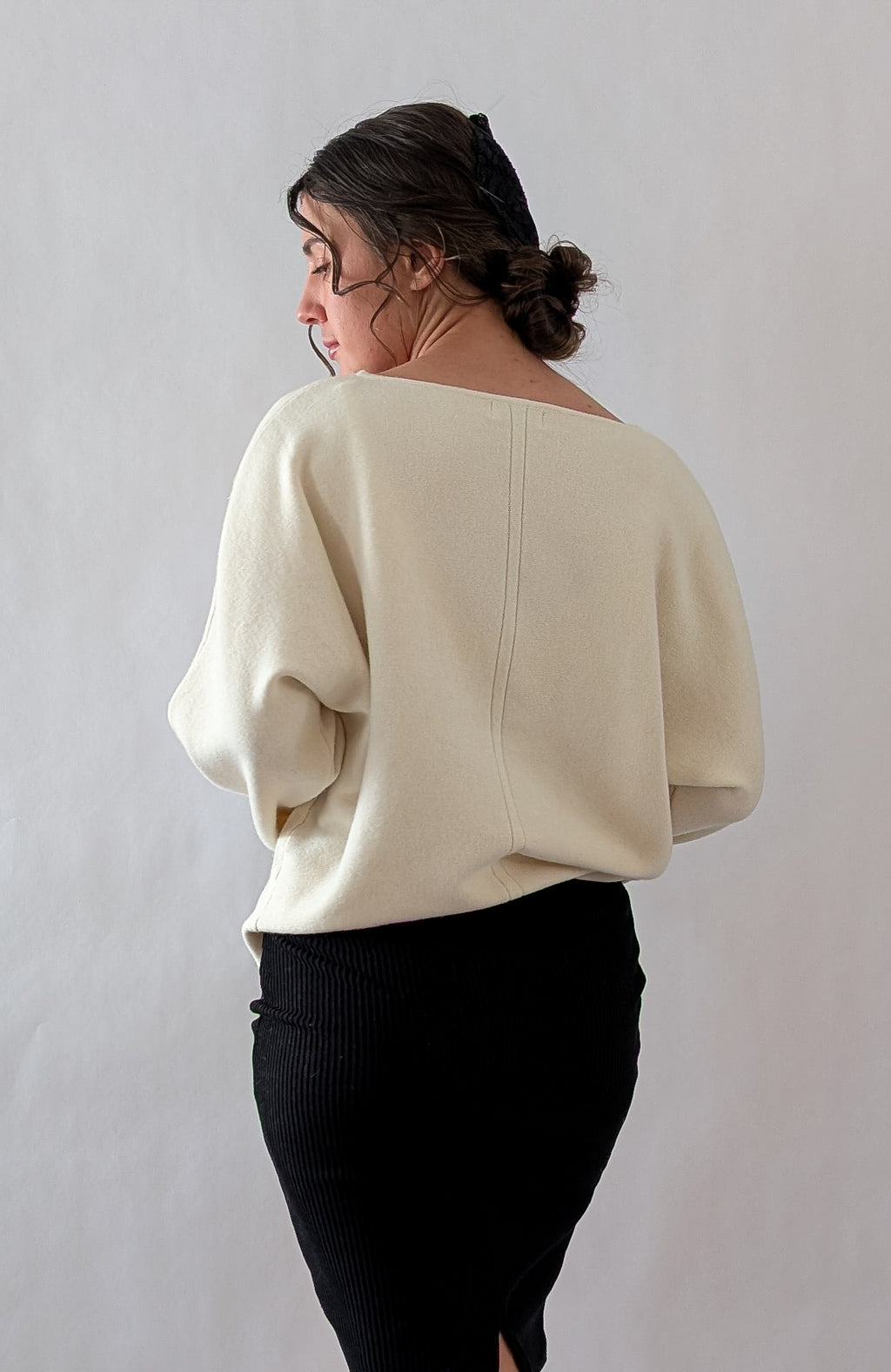 'Avey' Dolman Shoulder Sweater in Ivory