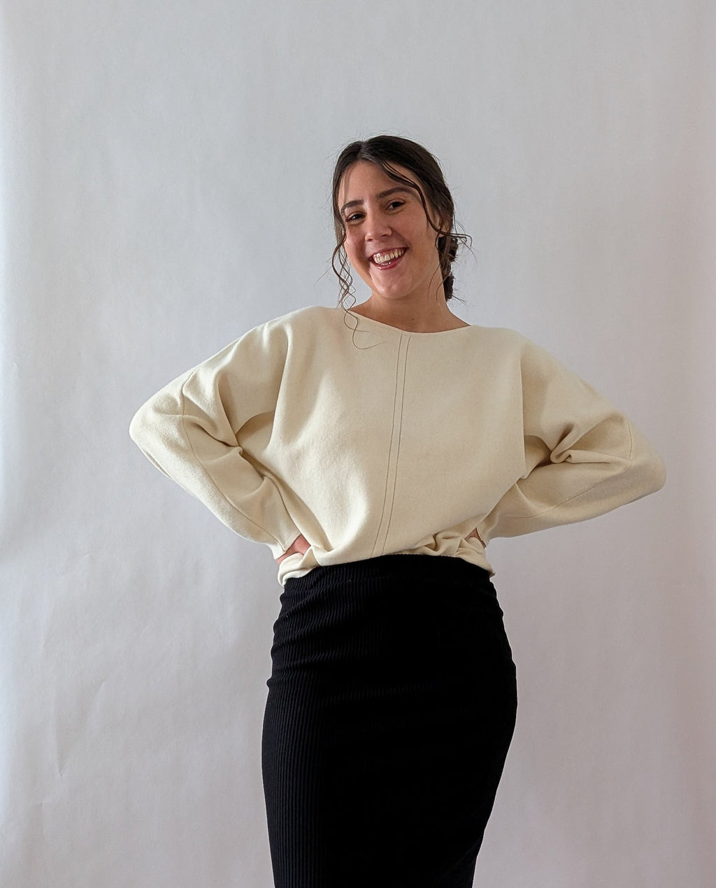 'Avey' Dolman Shoulder Sweater in Ivory