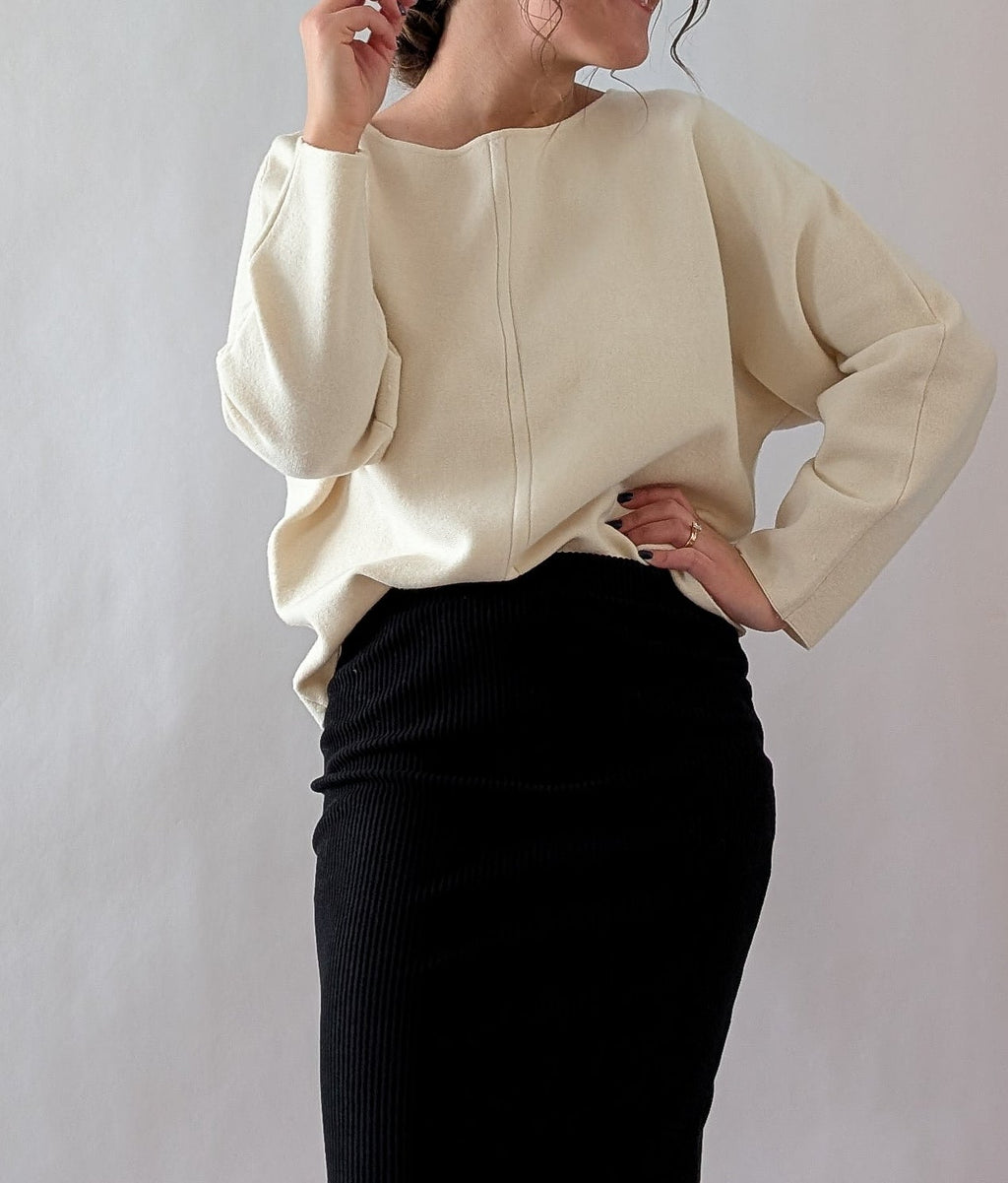 'Avey' Dolman Shoulder Sweater in Ivory