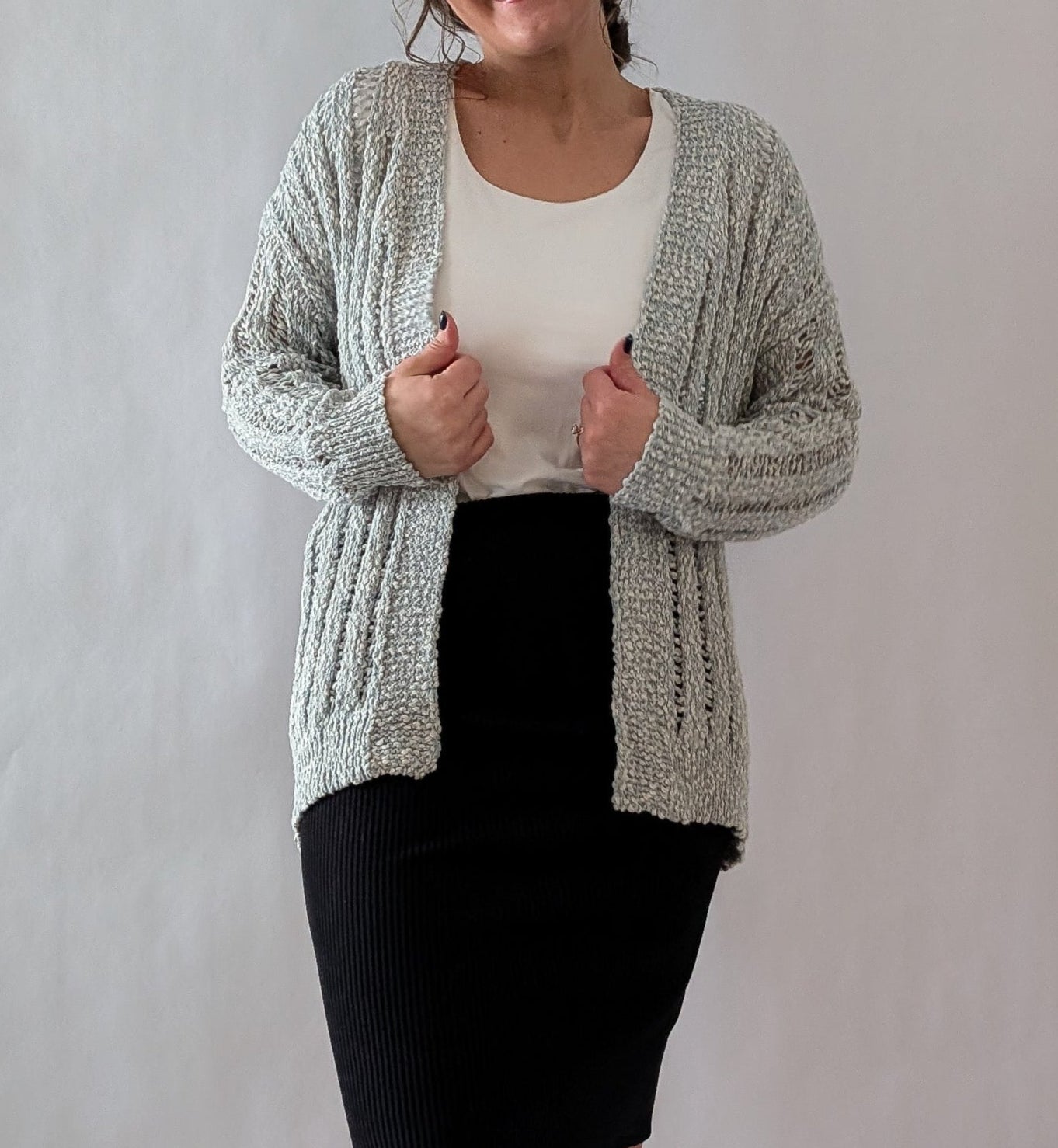 'Roxi' Lose Knit Cardigan in Soft Blue