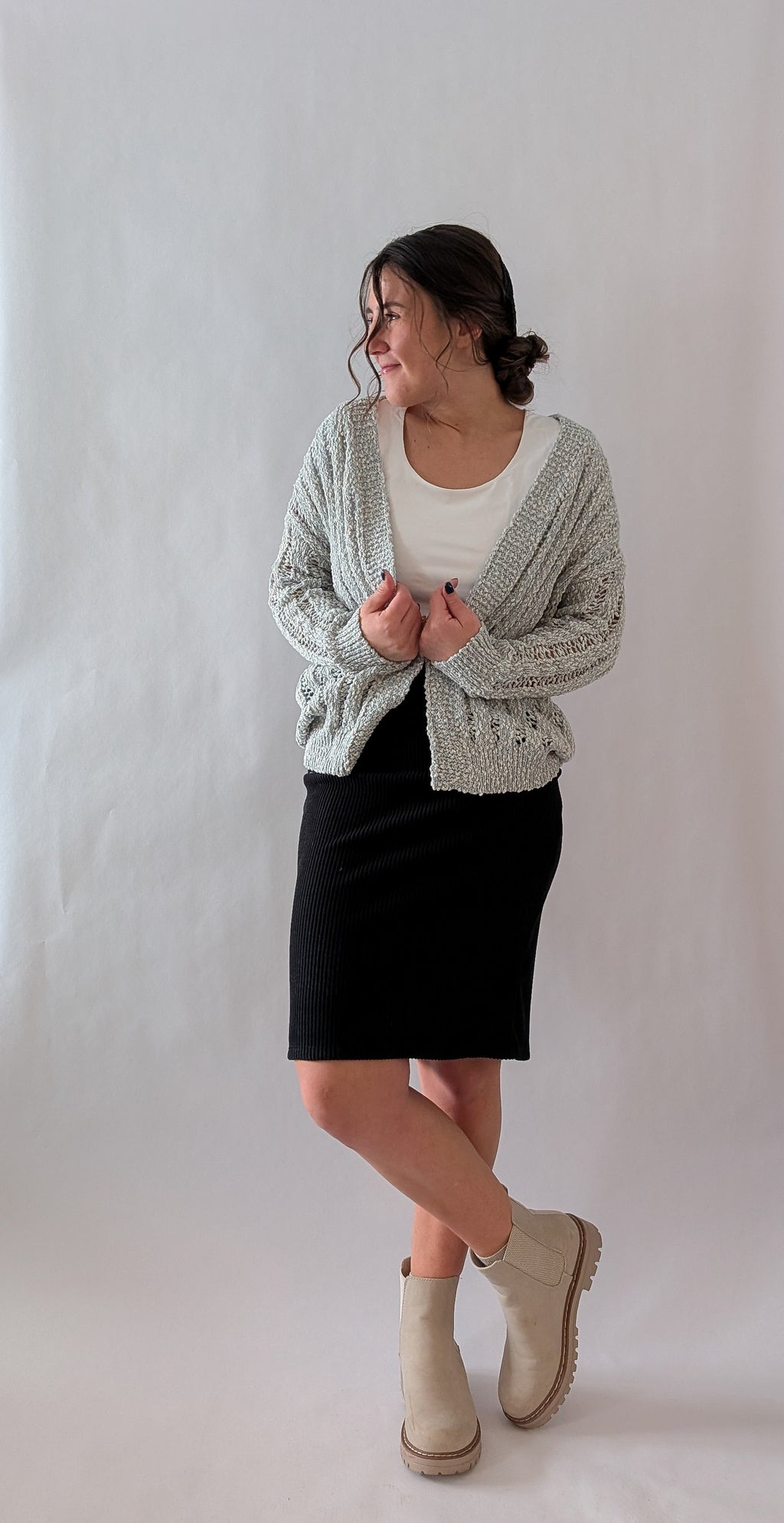 'Roxi' Lose Knit Cardigan in Soft Blue