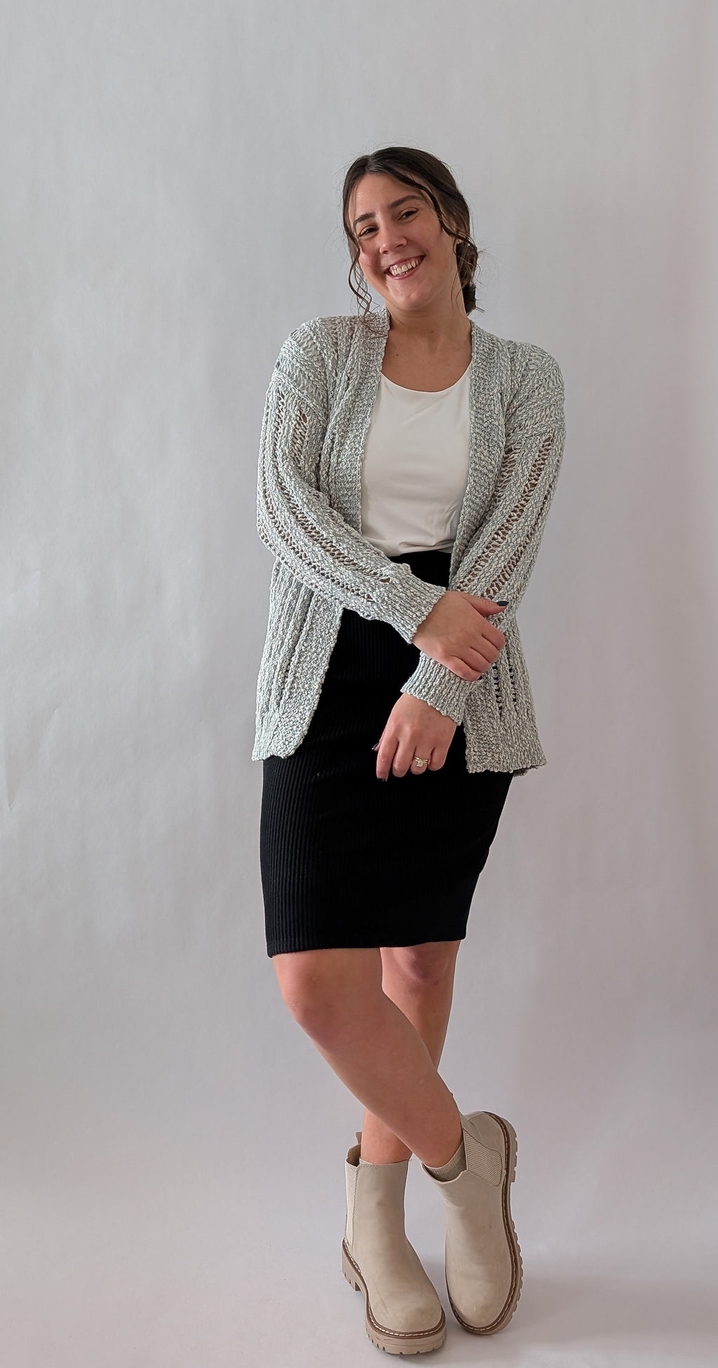 'Roxi' Lose Knit Cardigan in Soft Blue