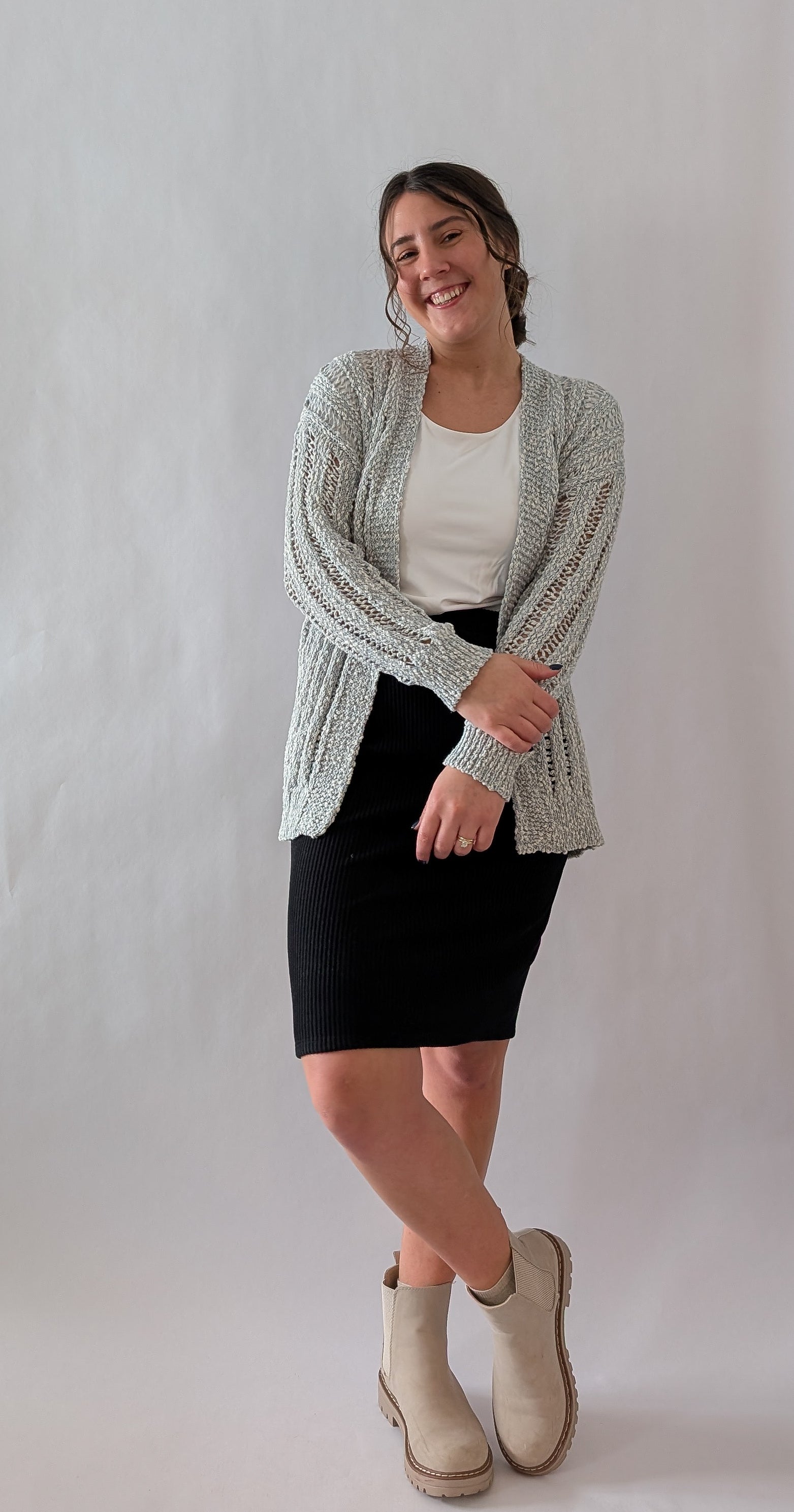 'Roxi' Lose Knit Cardigan in Soft Blue