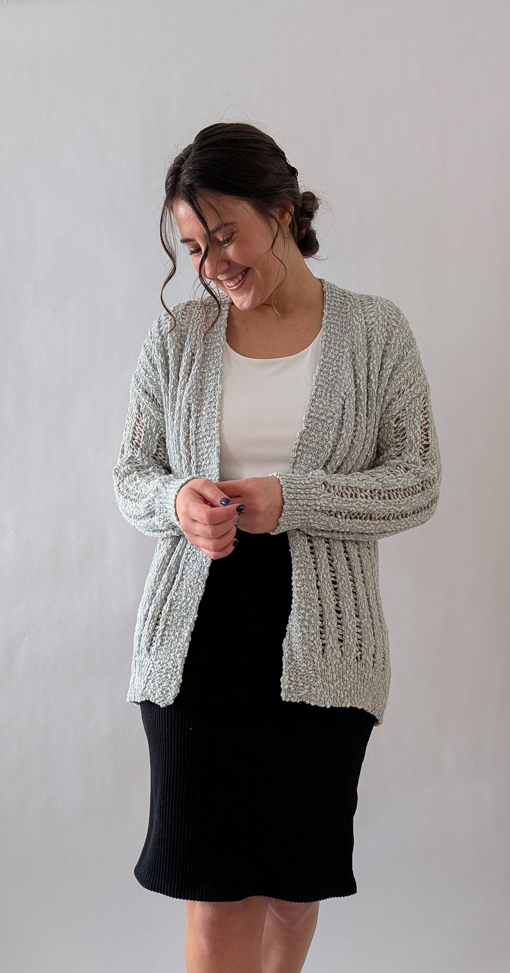 'Roxi' Lose Knit Cardigan in Soft Blue