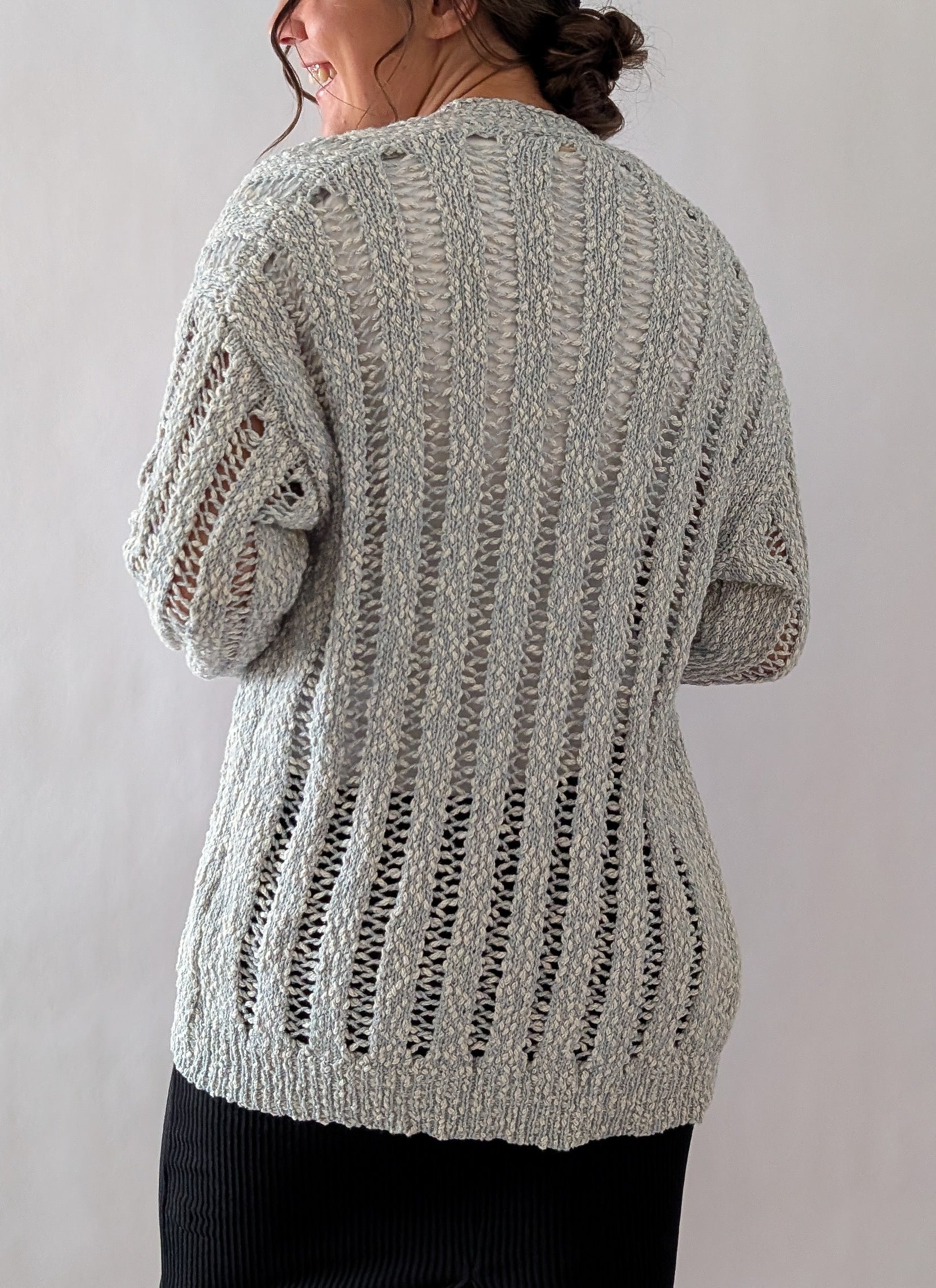 'Roxi' Lose Knit Cardigan in Soft Blue