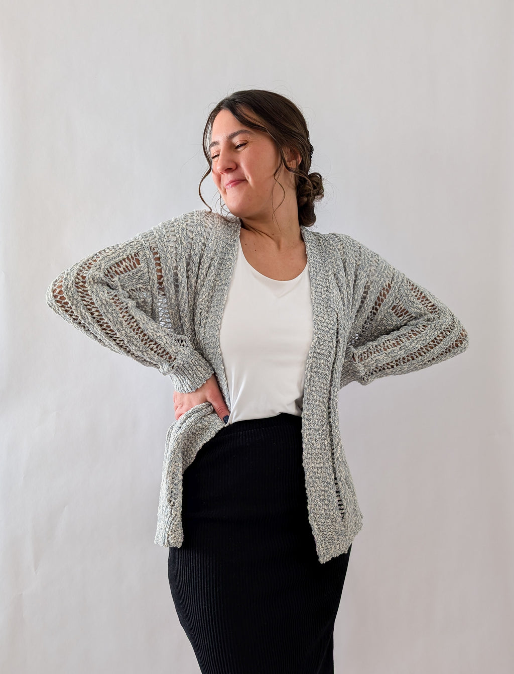 'Roxi' Lose Knit Cardigan in Soft Blue