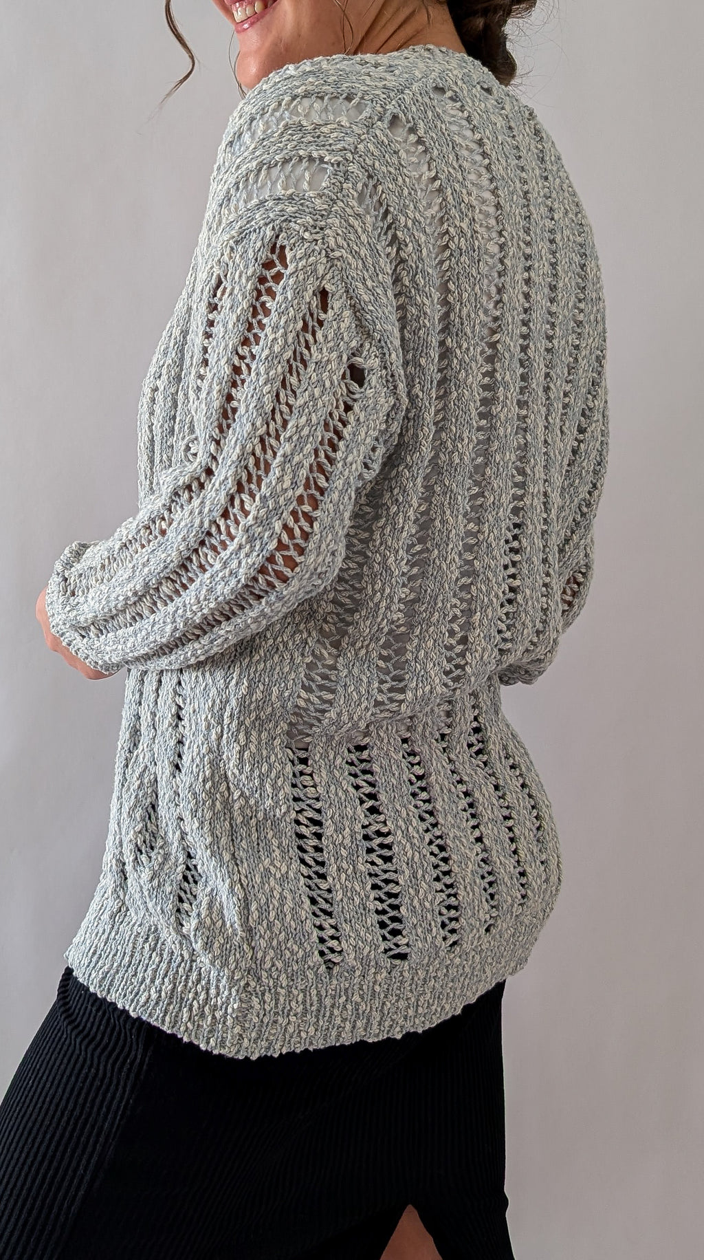 'Roxi' Lose Knit Cardigan in Soft Blue