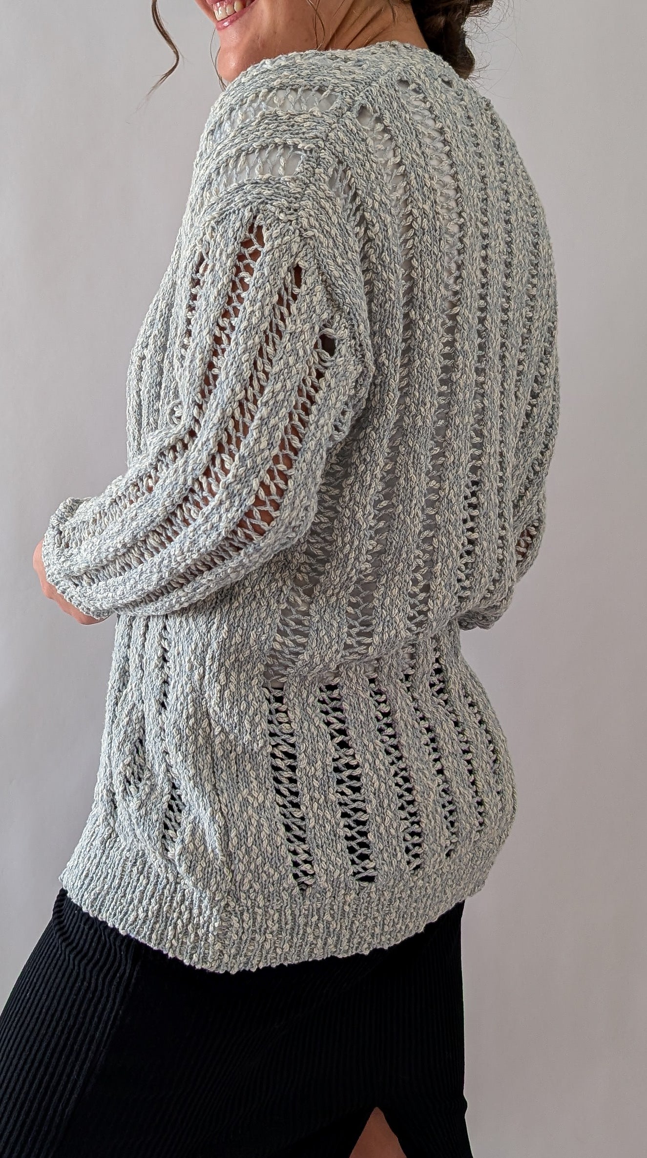 'Roxi' Lose Knit Cardigan in Soft Blue