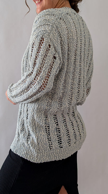 'Roxi' Lose Knit Cardigan in Soft Blue