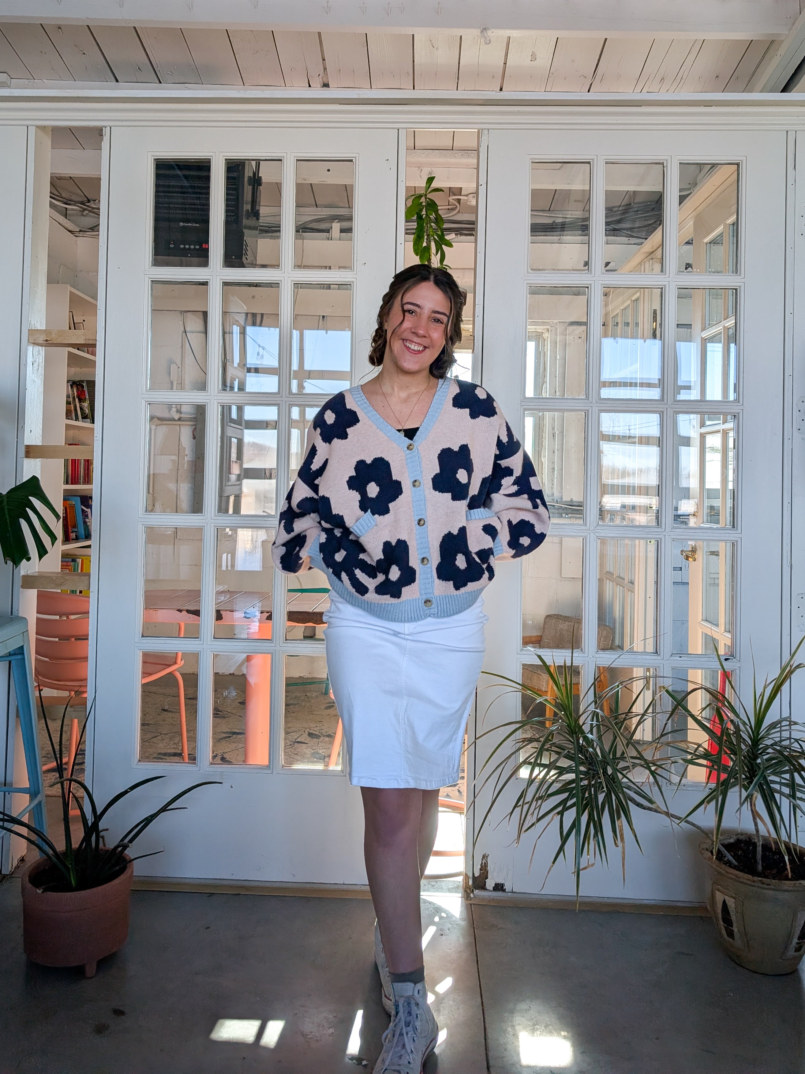 'Starly' Floral Cardigan in Soft Pink