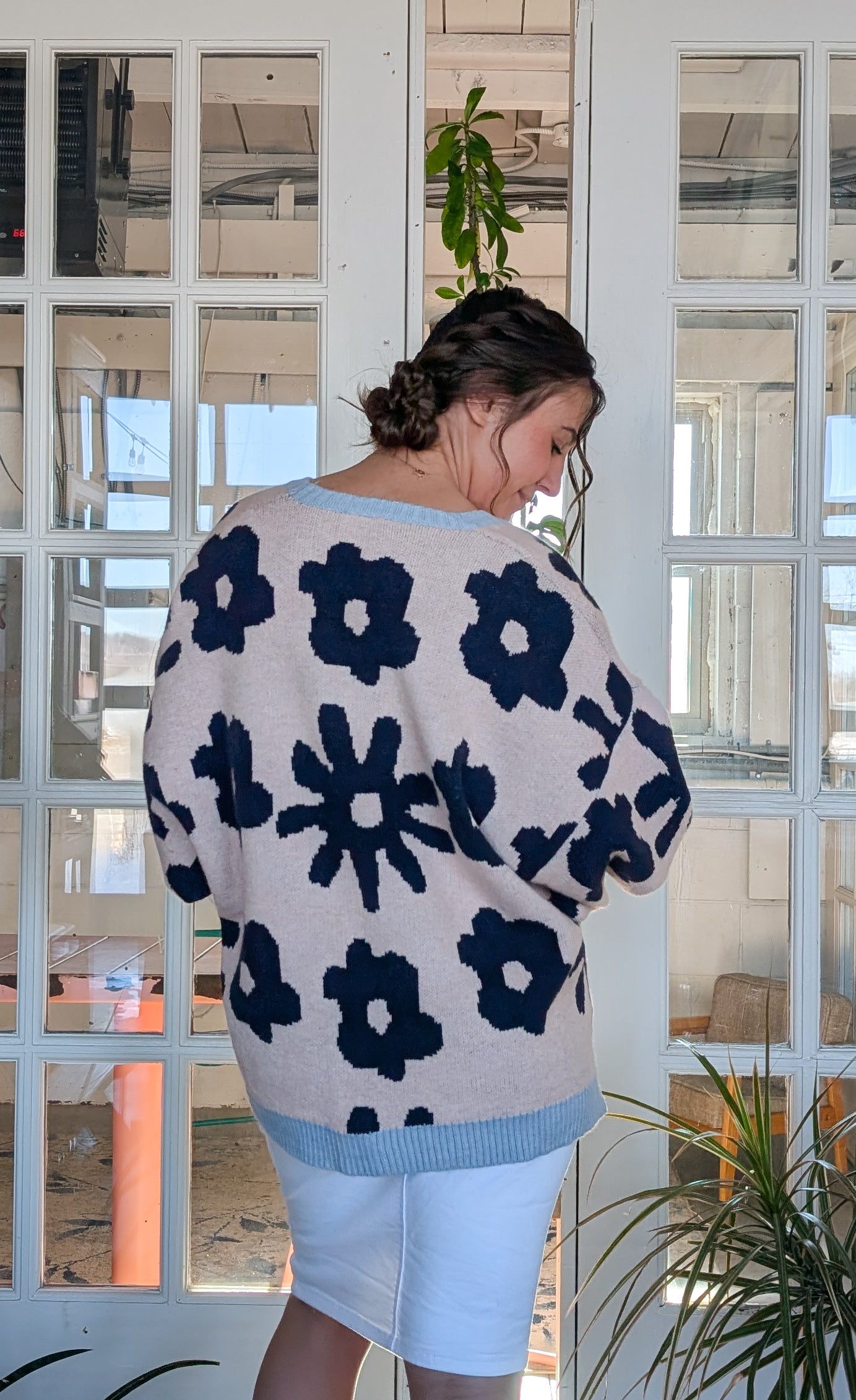 'Starly' Floral Cardigan in Soft Pink