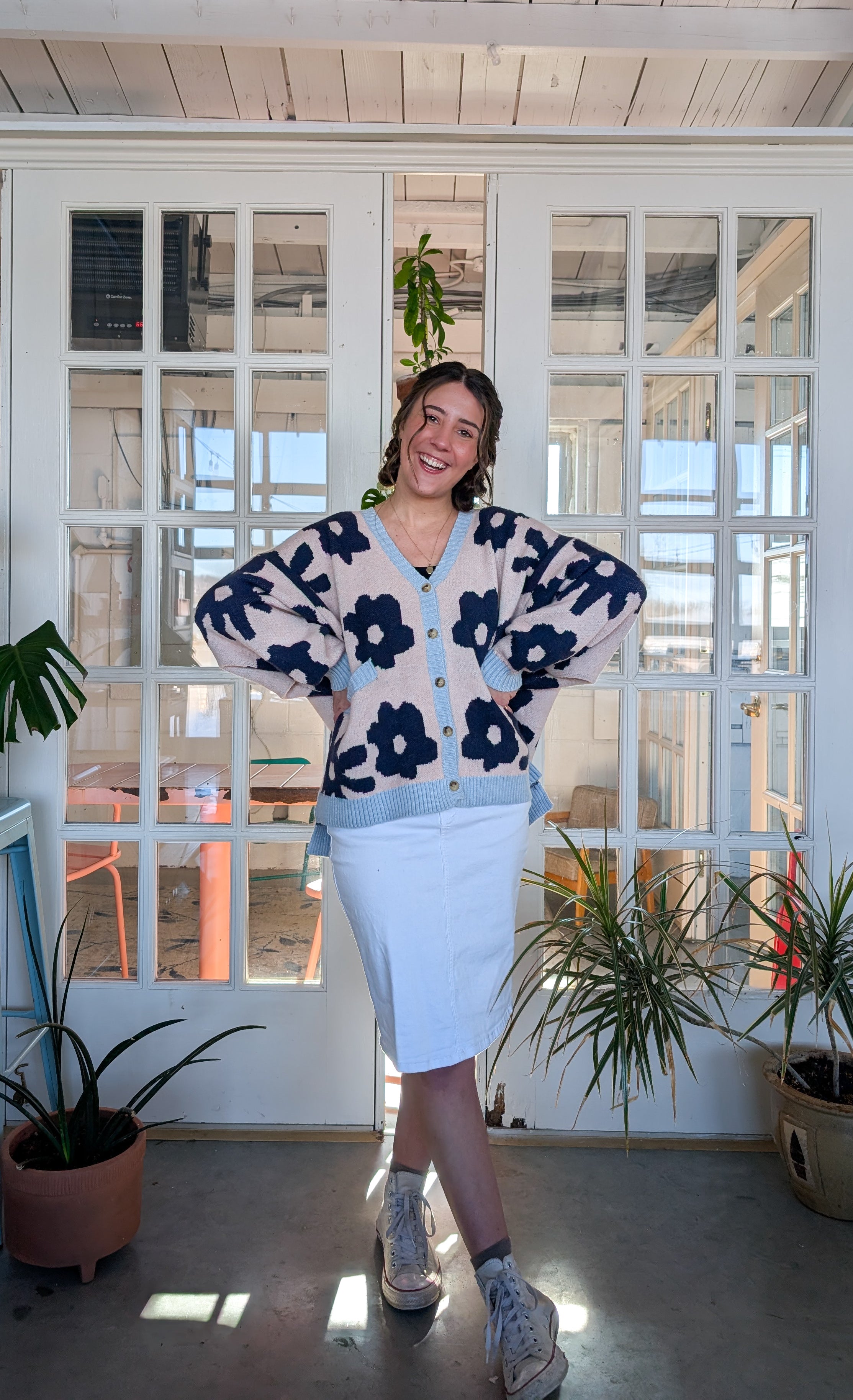 'Starly' Floral Cardigan in Soft Pink