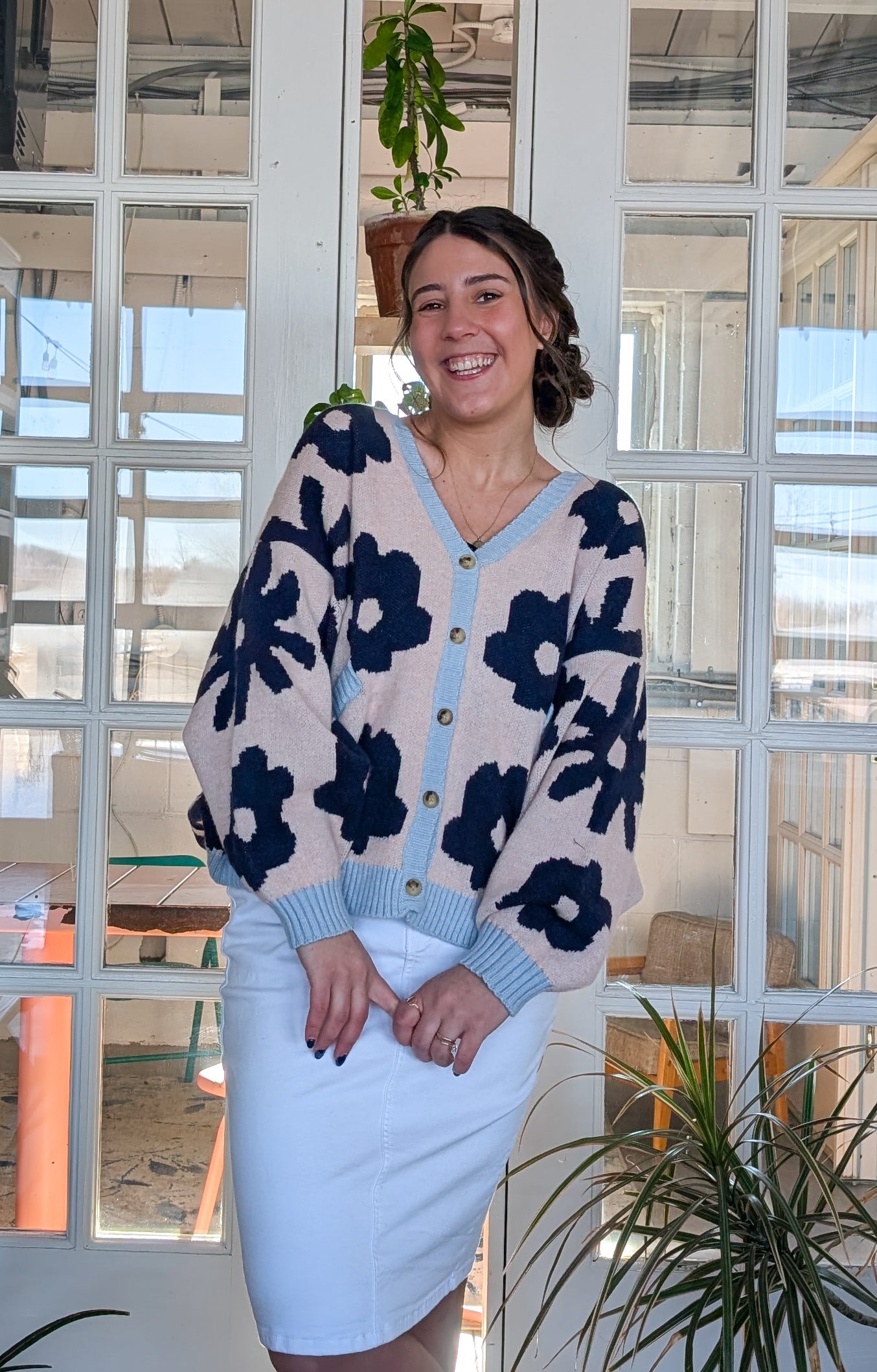 'Starly' Floral Cardigan in Soft Pink