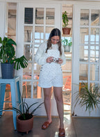 'Goldie' Floral Overalls in Ivory