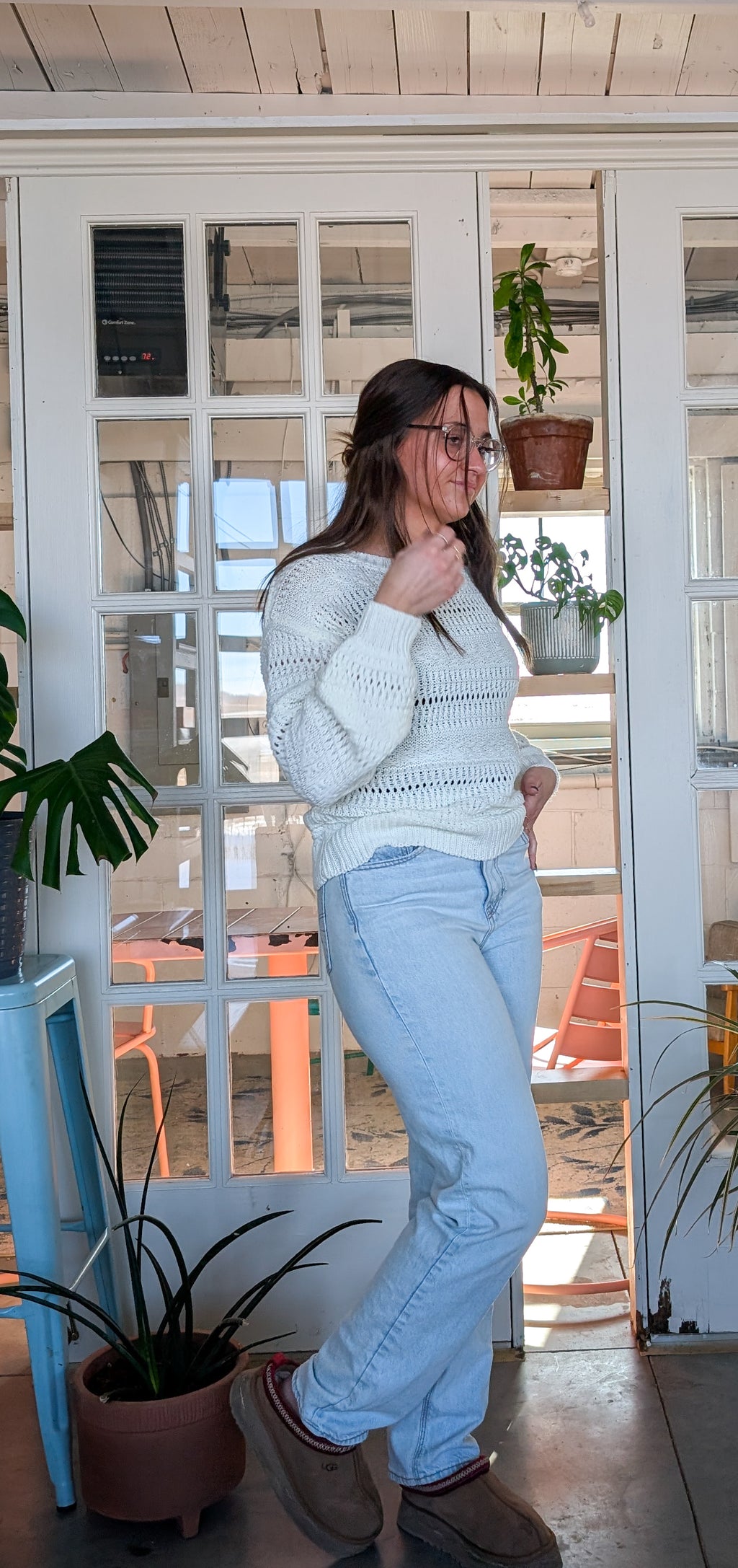 'Jasmine' Lose Knit Seater in white