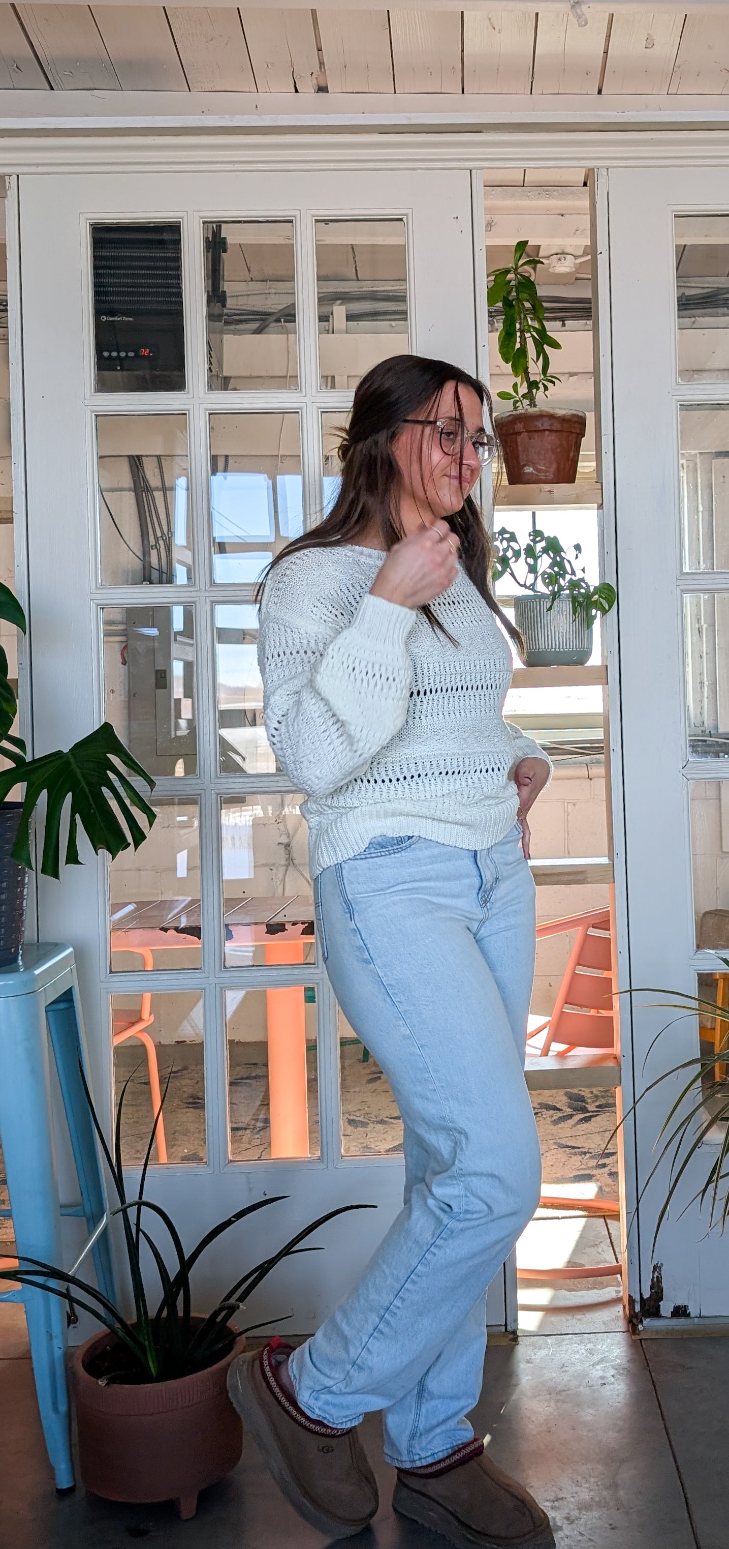 'Jasmine' Lose Knit Seater in white