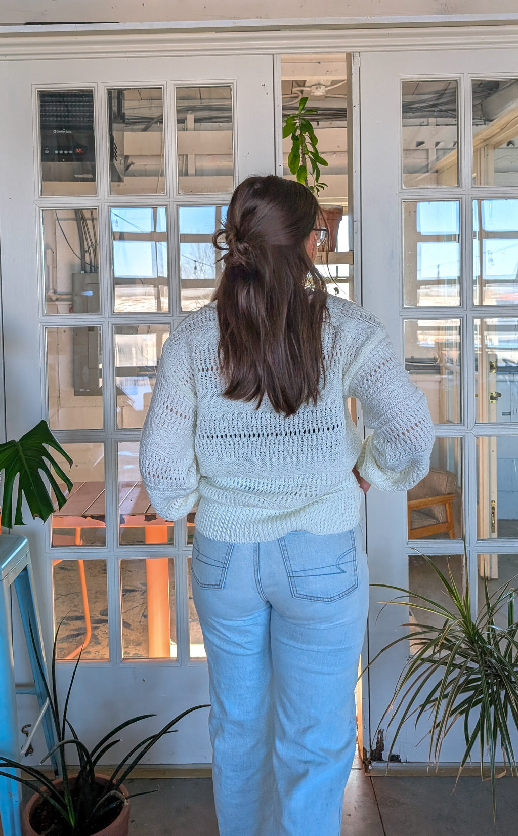 'Jasmine' Lose Knit Seater in white