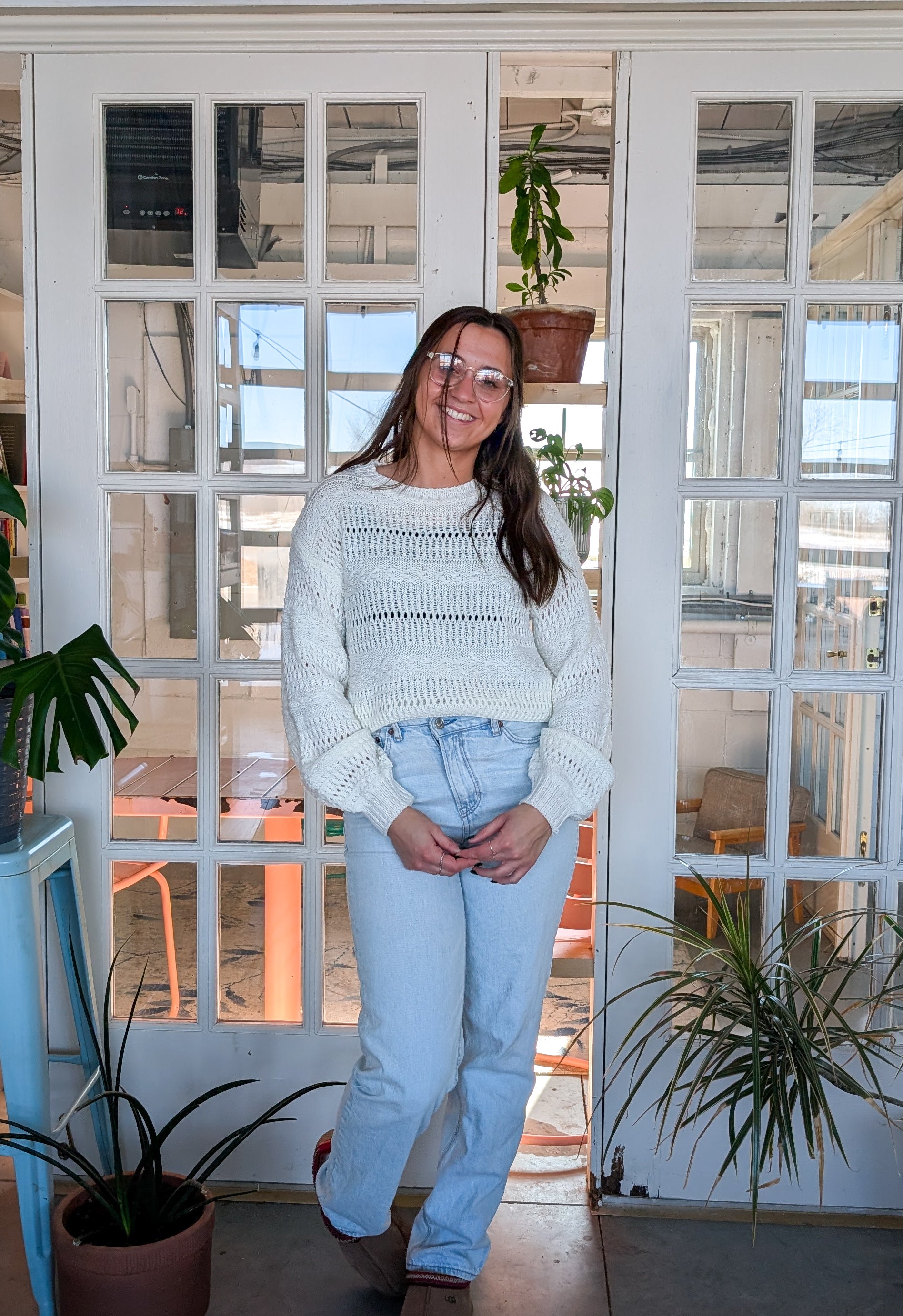 'Jasmine' Lose Knit Seater in white