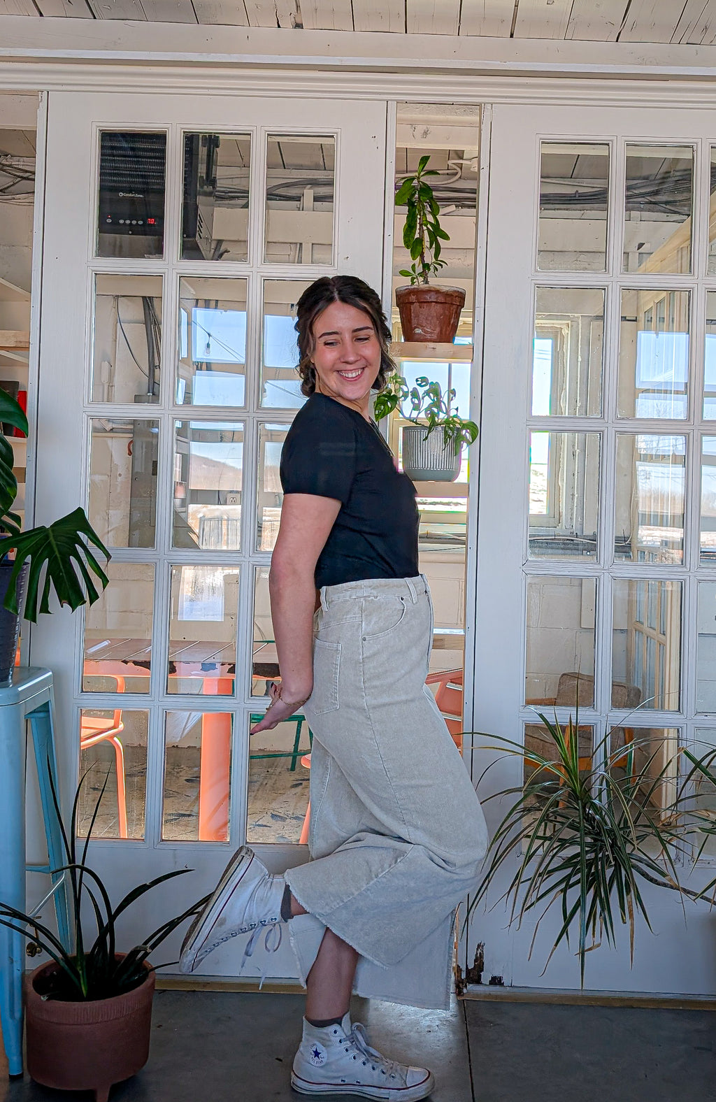 'Constance' Cotton Maxi Skirt in Vintage Cream