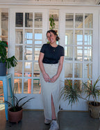 'Constance' Cotton Maxi Skirt in Vintage Cream