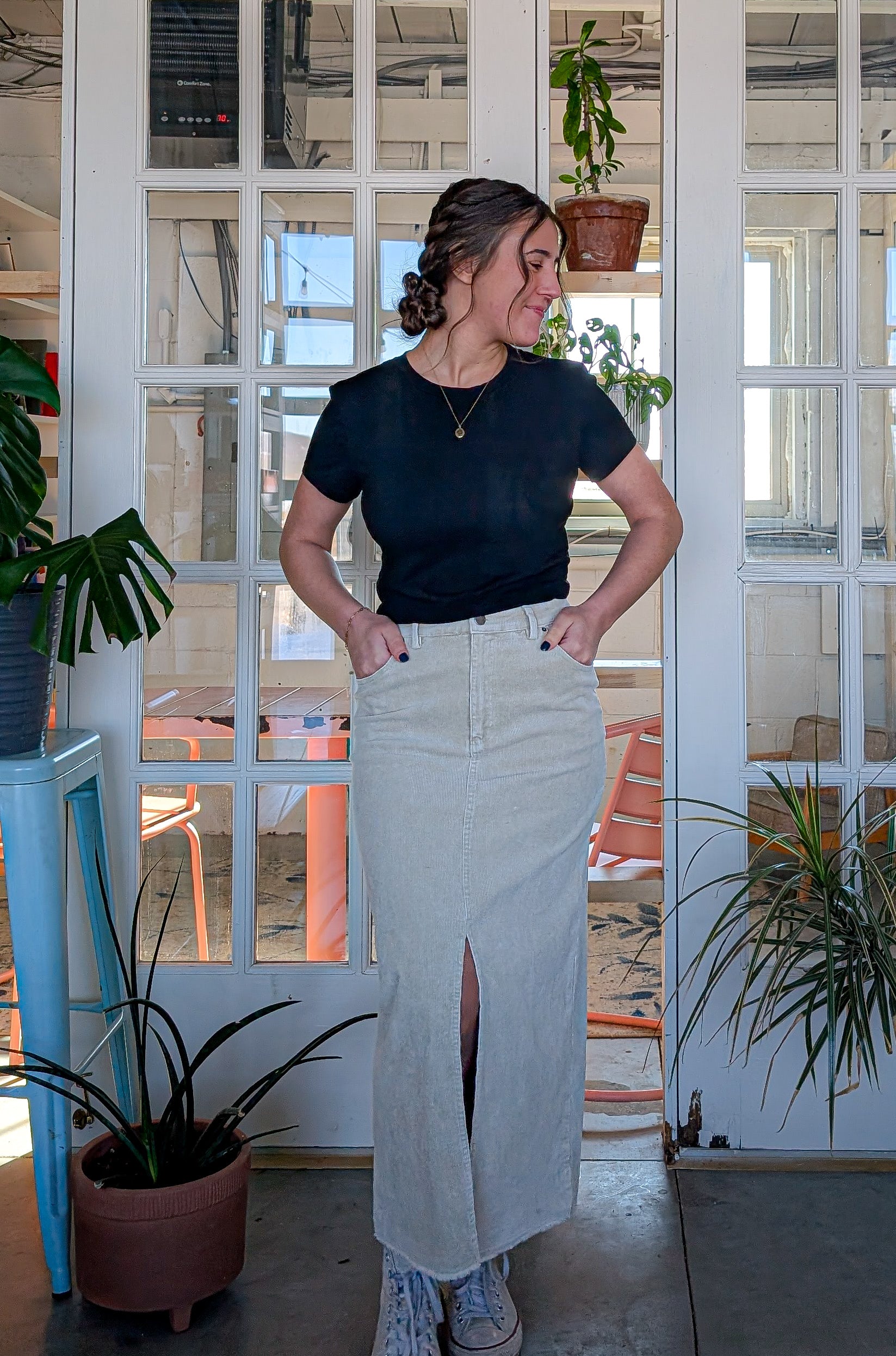 'Constance' Cotton Maxi Skirt in Vintage Cream