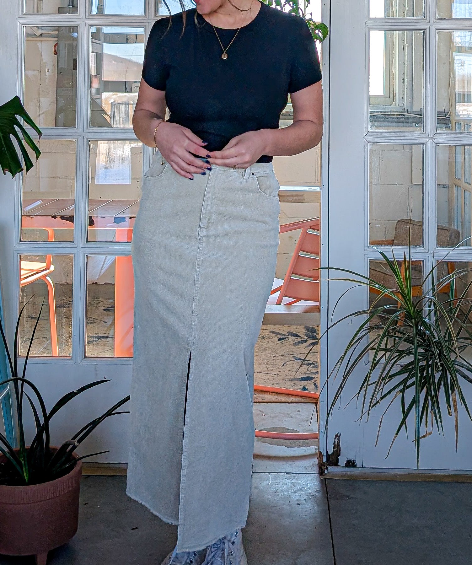 'Constance' Cotton Maxi Skirt in Vintage Cream