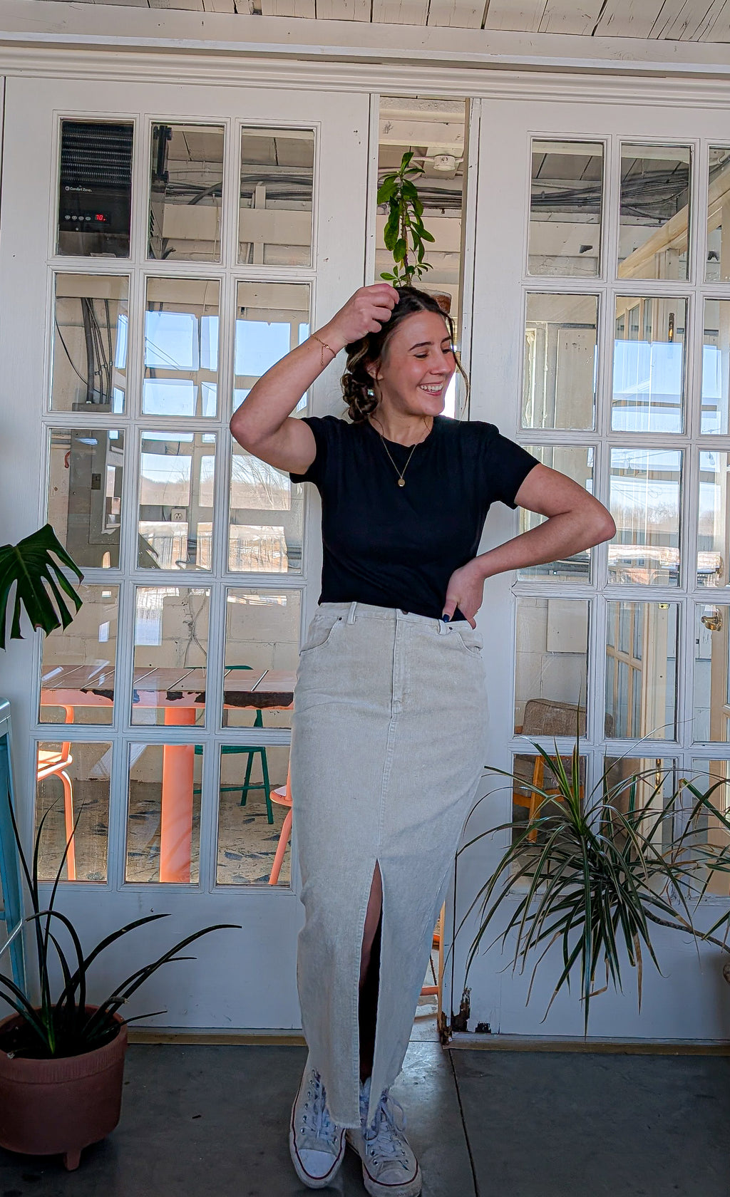 'Constance' Cotton Maxi Skirt in Vintage Cream