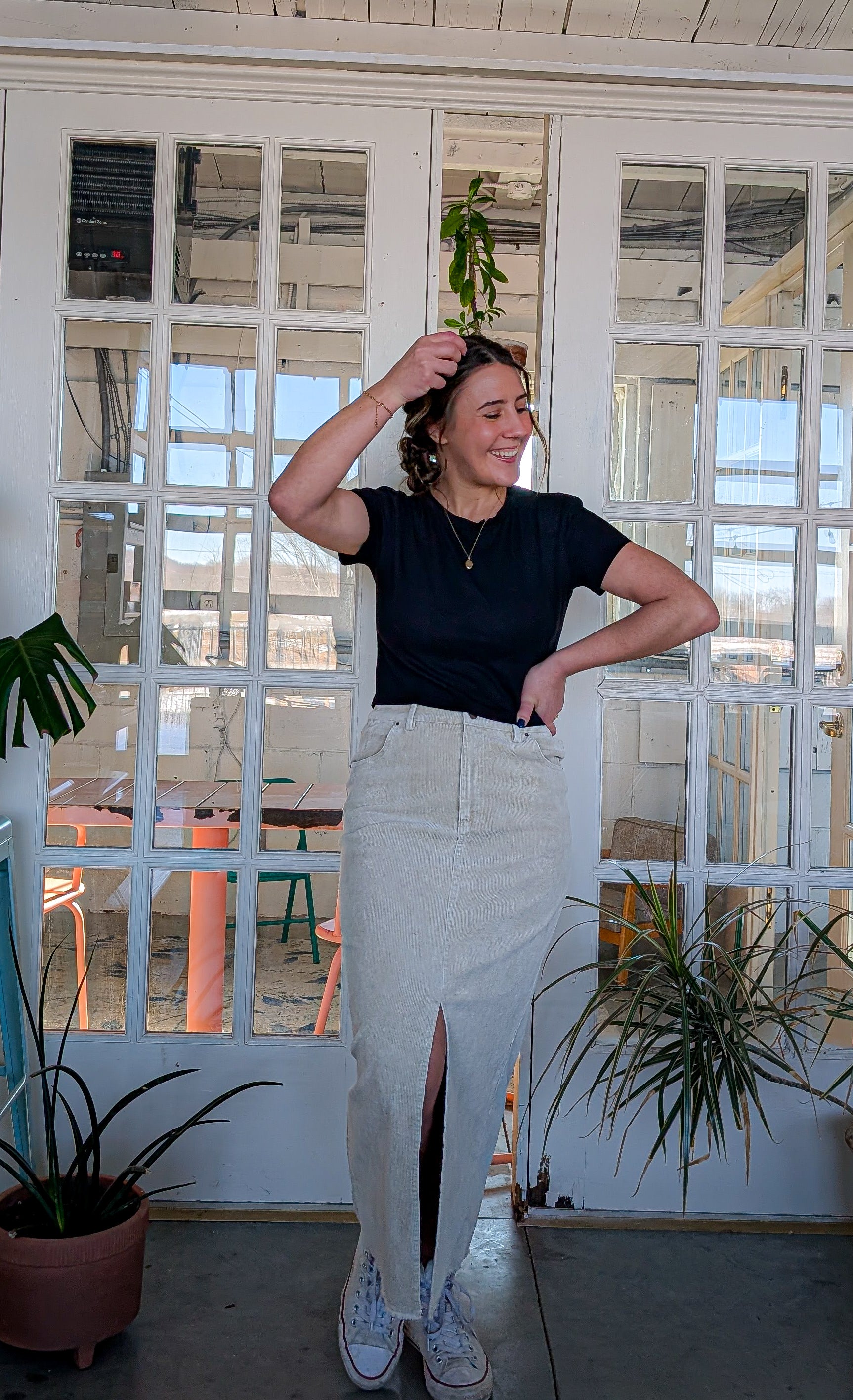 'Constance' Cotton Maxi Skirt in Vintage Cream