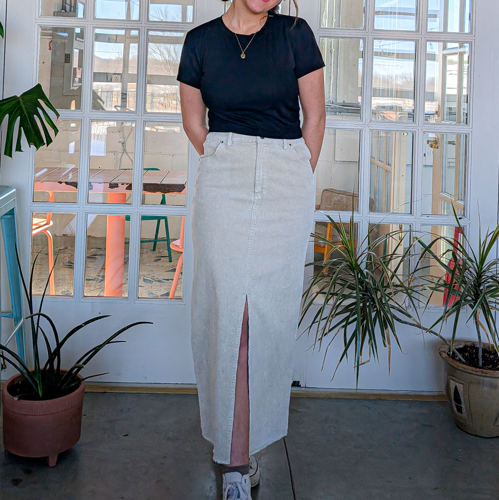 'Constance' Cotton Maxi Skirt in Vintage Cream