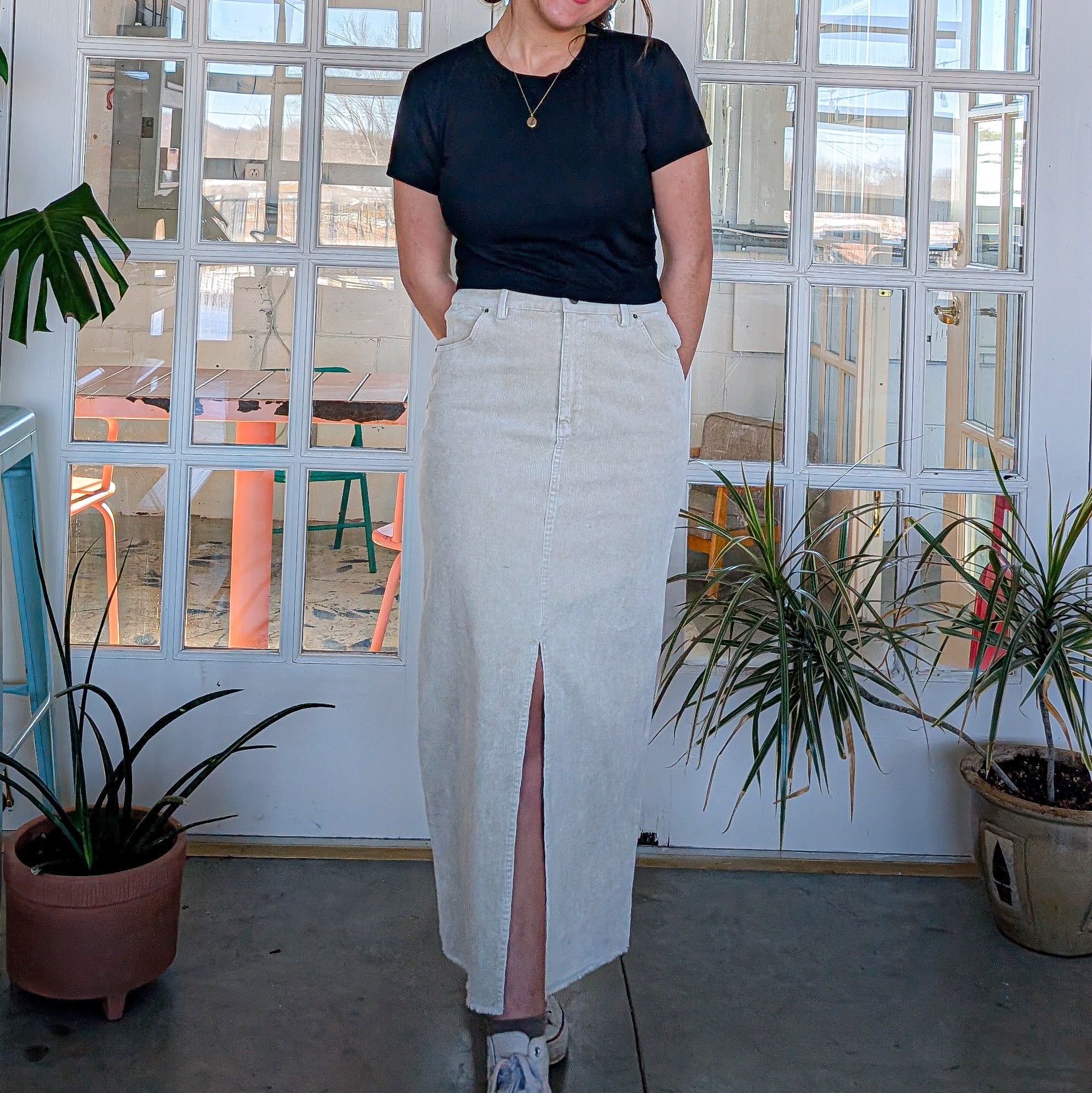 'Constance' Cotton Maxi Skirt in Vintage Cream