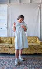 'Emerson' Gingham Print Mid Dress in Soft Blue