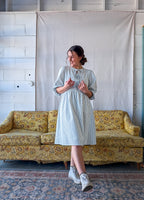 'Emerson' Gingham Print Mid Dress in Soft Blue