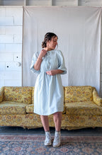 'Emerson' Gingham Print Mid Dress in Soft Blue
