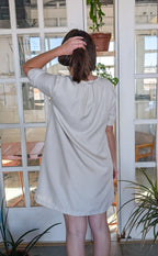 'Ashton' Button Up Mini Dress in Oatmeal FINAL SALE