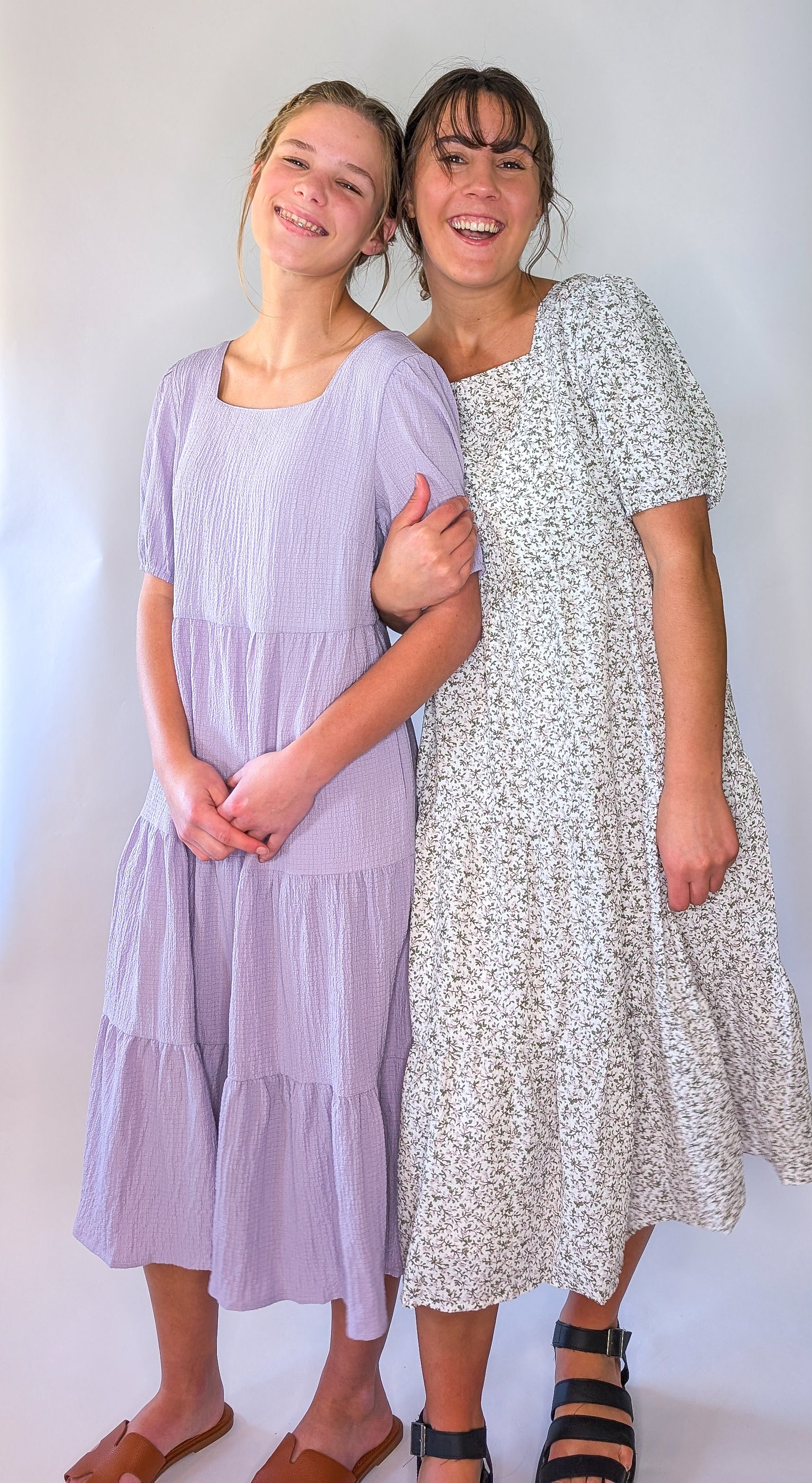 'Vivian' Square Neck Midi Dress in Ivory