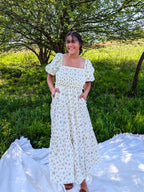 'Rose' Cotton Tiered Maxi Dress in Ivory