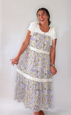 'Nora' Floral Print Jumper Dress in Lavender FINAL SALE