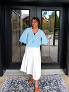 The 'Annie' Cotton Tie Top in Blue