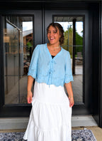 The 'Annie' Cotton Tie Top in Blue
