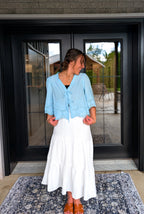 The 'Annie' Cotton Tie Top in Blue