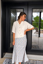 'Reese' Linen Blend Top in Tan