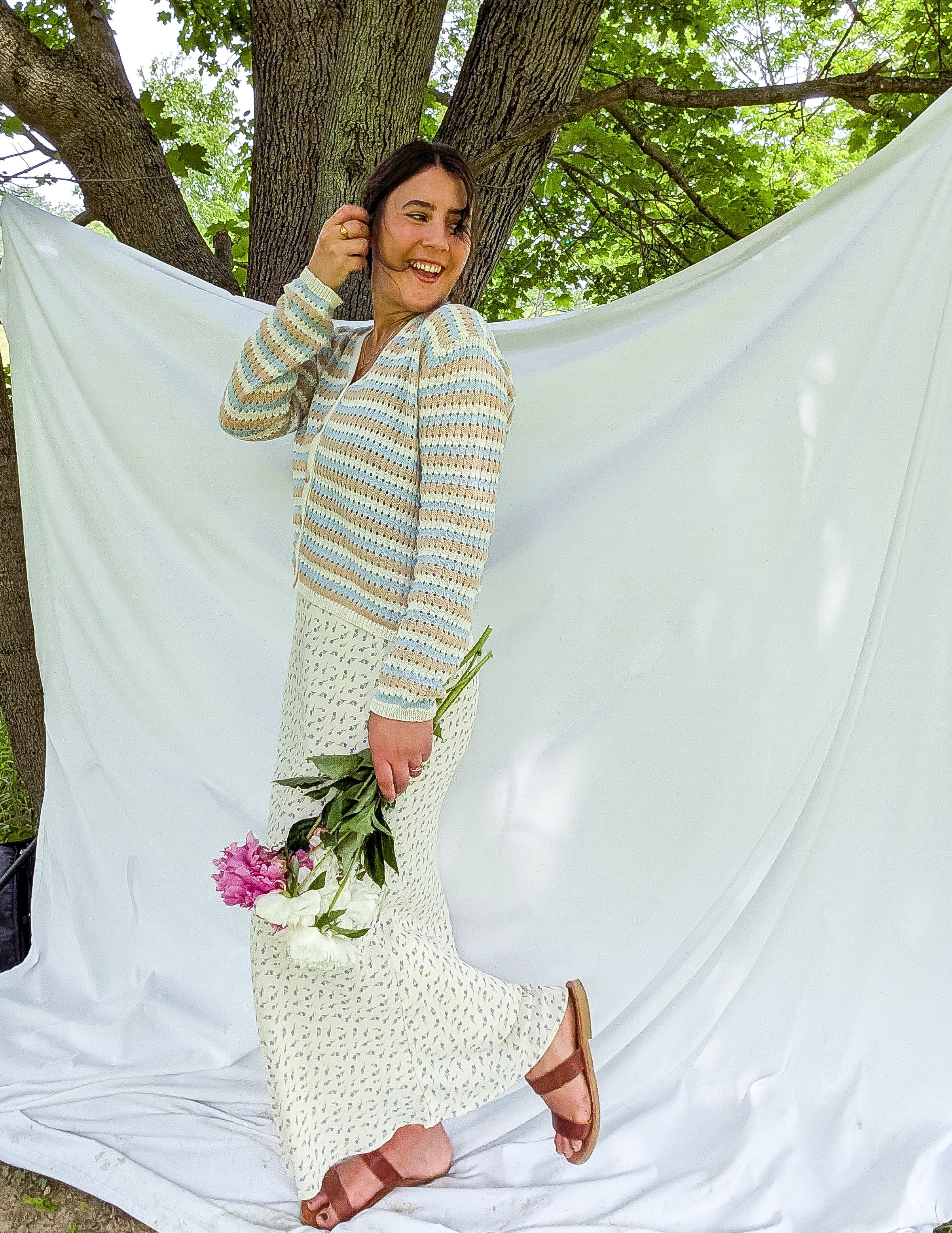 'Libby' Floral Maxi Skirt in Cream