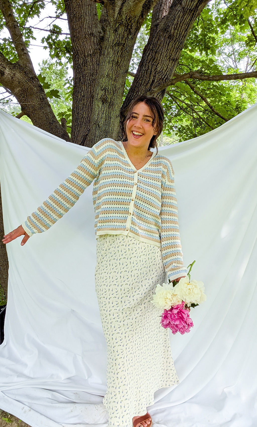 'Indie' Crochet Cardigan in Ivory