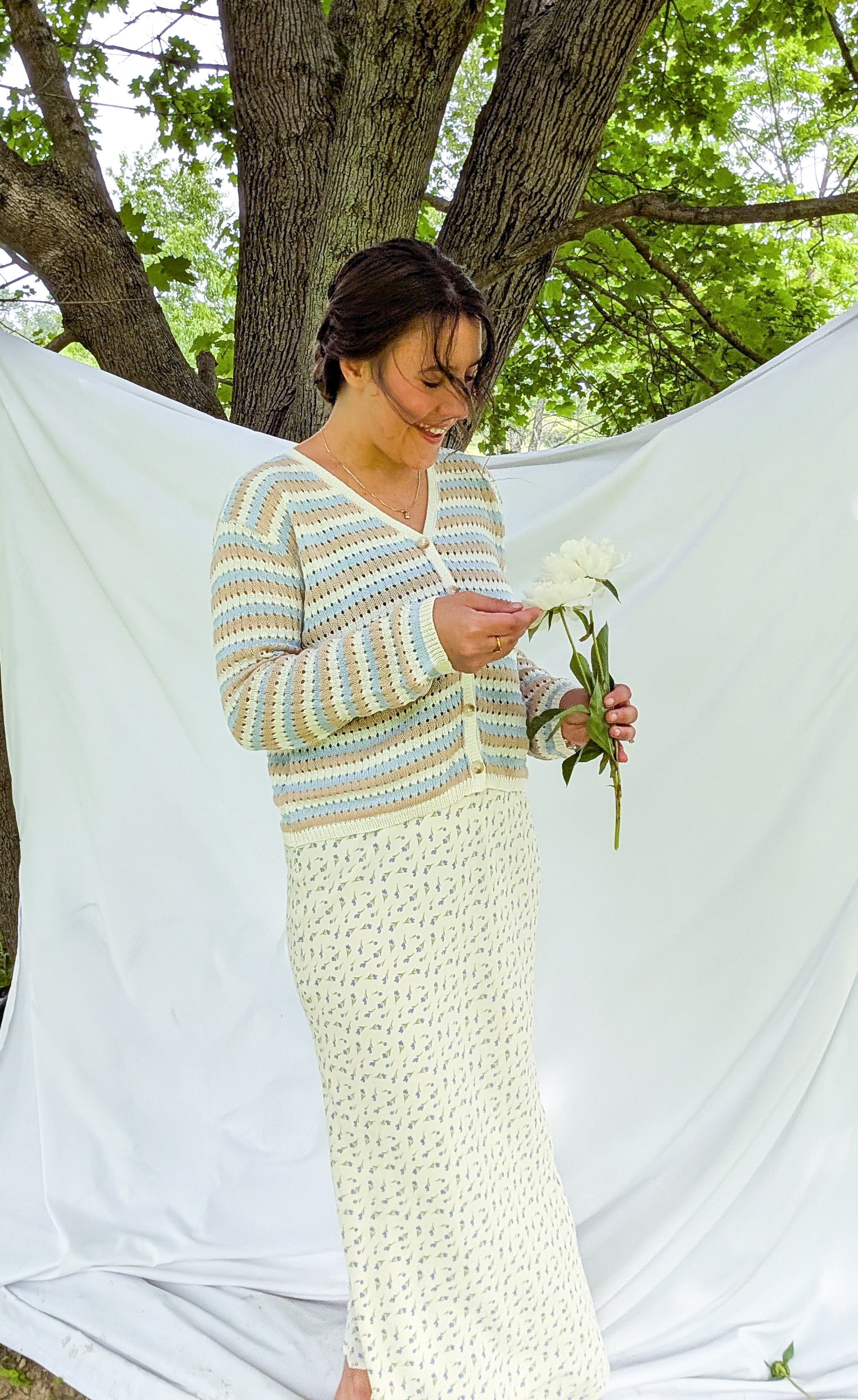 'Indie' Crochet Cardigan in Ivory