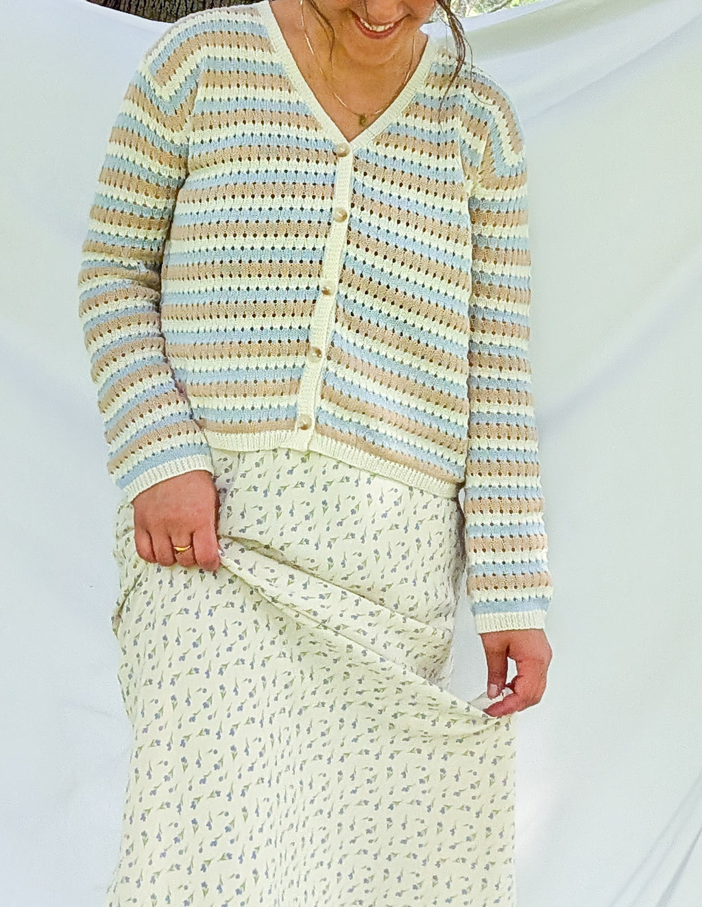 'Libby' Floral Maxi Skirt in Cream